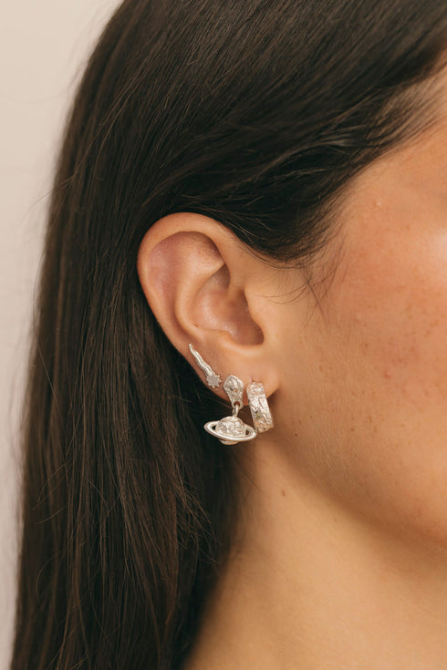 MINI FALLING STAR STUD SILVER